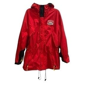 Vintage Marlboro 90's Mens Windbreaker Jacket Zip Up Hooded Red Black Yellow L